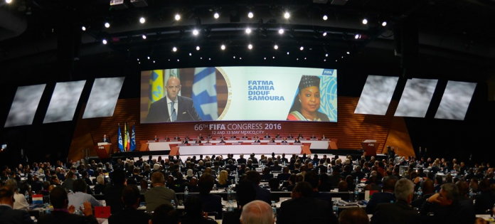 Fotografia d'una sessió del 66è congrés de la FIFA