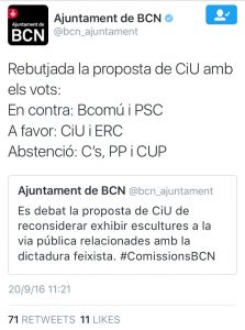 Detall de la piulada de l'Ajuntament de Barcelona.
