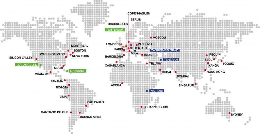 Mapa Oficines Exteriors de Comerç i d'Inversions de Catalunya | Govern de Catalunya