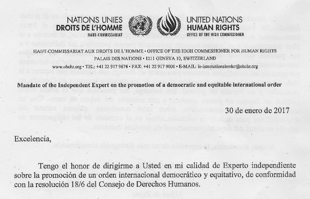 Extracte de la carta enviada per Zayas a l'ambaixadora d'Espanya a Ginebra | CCN Extracte de la carta enviada per Zayas a l'ambaixadora d'Espanya a Ginebra | CCN