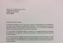 La carta que Puigdemont ha enviat a Rajoy com a segona resposta a la interpel·lació del president espanyol