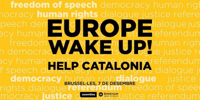 Cartell de la manifestació a Brussel·les