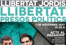 Cartell de l'acte: Llibertat Presos Polítics