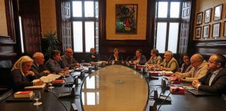 Un moment de la reunió d'aquest matí de la Mesa i els portaveus dels grups a la Diputació Permanent | Parlament de Catalunya