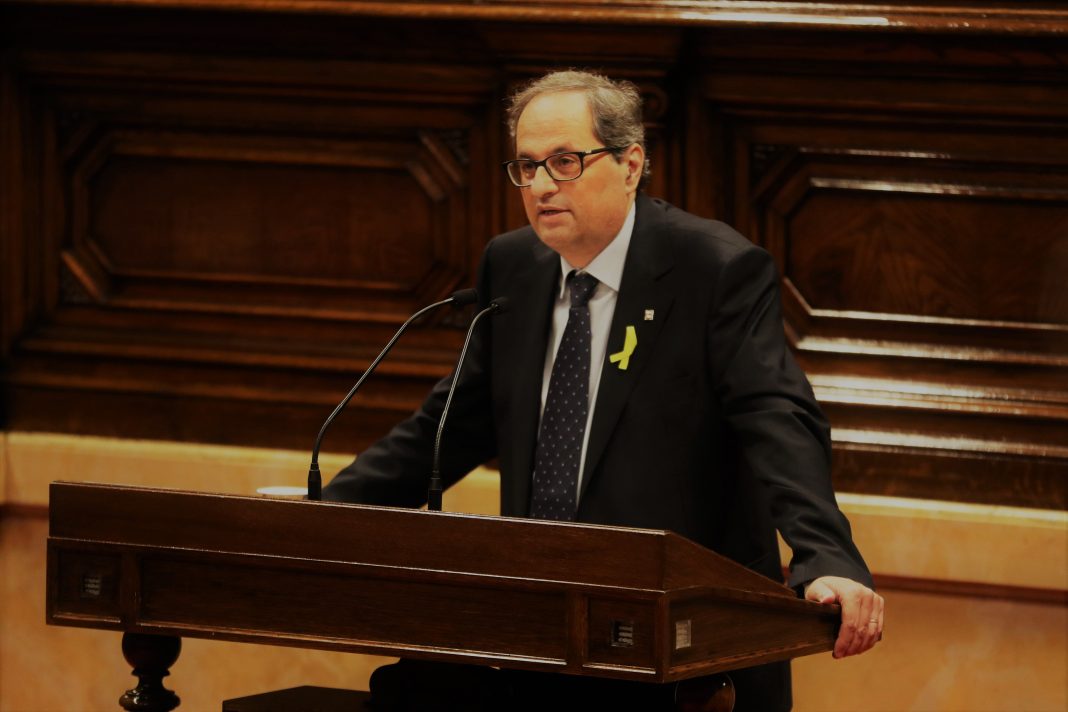 Quim Torra durant el discurs realitzat a la primera sessió d'investidura del Parlaament | Parlament de Catalunya (Miquel González de la Fuente) Quim Torra durant el discurs realitzat a la primera sessió d'investidura del Parlaament | Parlament de Catalunya (Miquel González de la Fuente)