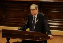 Quim Torra durant el discurs realitzat a la primera sessió d'investidura del Parlaament | Parlament de Catalunya (Miquel González de la Fuente)