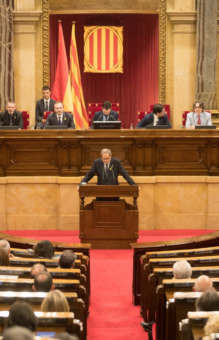 Moment de la intervenció de Quim Torra en el segon debat d'investidura | Parlament de Catalunya (Miquel González de la Fuente)