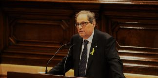 Quim Torra durant el discurs realitzat a la primera sessió d'investidura del Parlaament | Parlament de Catalunya (Miquel González de la Fuente)