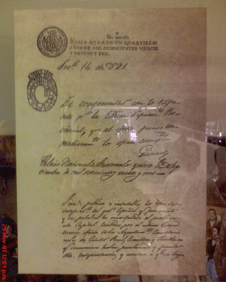 Original de l'acta d'Independència Centroamericana que roman en l'Assemblea Legislativa del Salvador | Font: Snakeyes, Wikipèdia