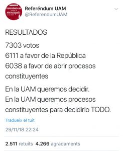 Resultats del referèndum a la Universitat Autònoma de Madrid