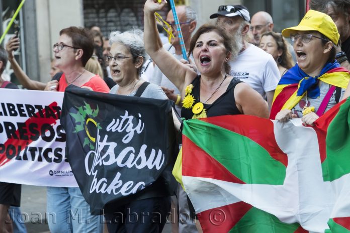 Moment de la manifestació a Barcelona. Imatge d’en Joan M. Labrador