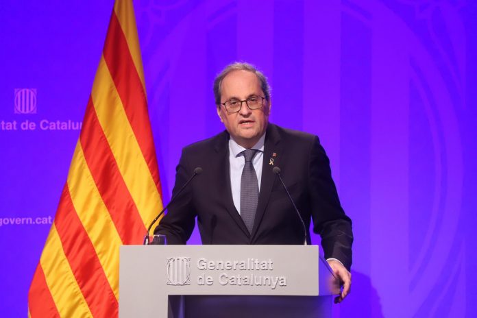 El president Torra durant la seva compareixença al Palau de la Generalitat | Generalitat de Catalunya